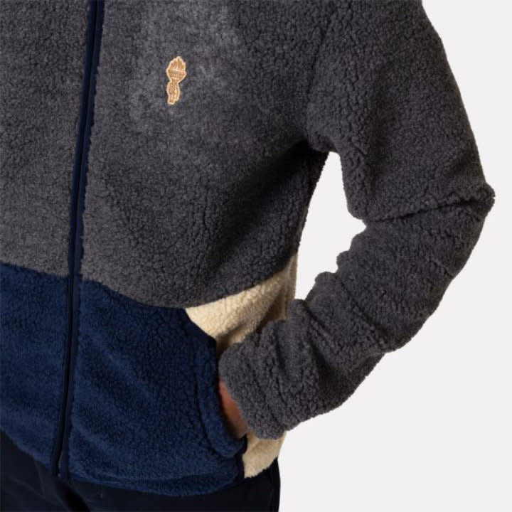 'Revolution Blocked Zip Fleece' in 'Grey' colour