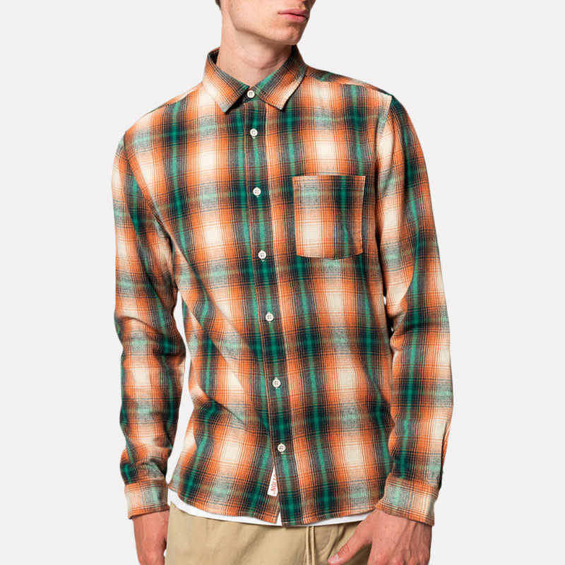 'Revolution Regular Plaid Shirt' in 'Orange' colour