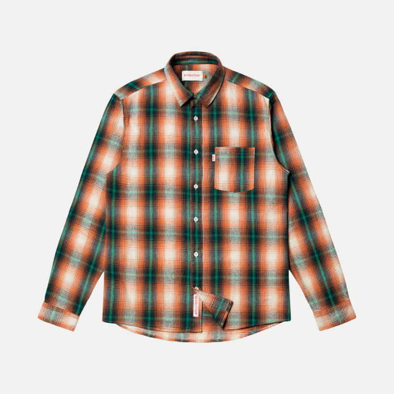 'Revolution Regular Plaid Shirt' in 'Orange' colour