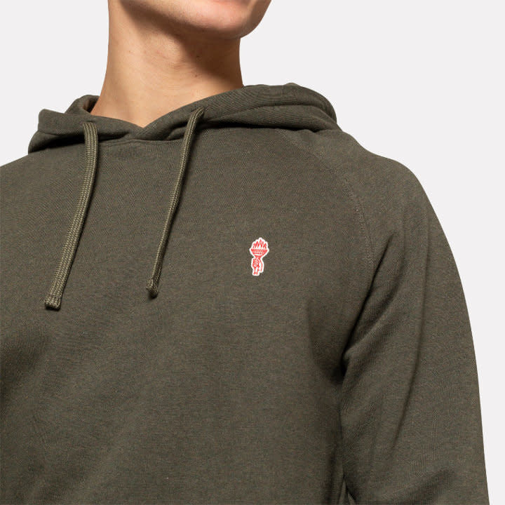'Revolution Organic Cotton Pullover Hoodie' in 'Army Mel' colour