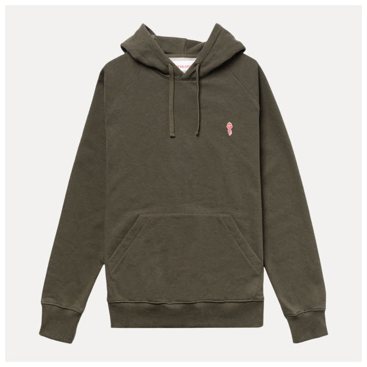 'Revolution Organic Cotton Pullover Hoodie' in 'Army Mel' colour
