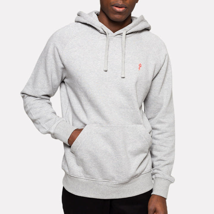 'Revolution Organic Cotton Pullover Hoodie' in 'Grey Mel' colour