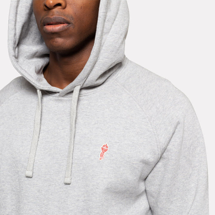 'Revolution Organic Cotton Pullover Hoodie' in 'Grey Mel' colour