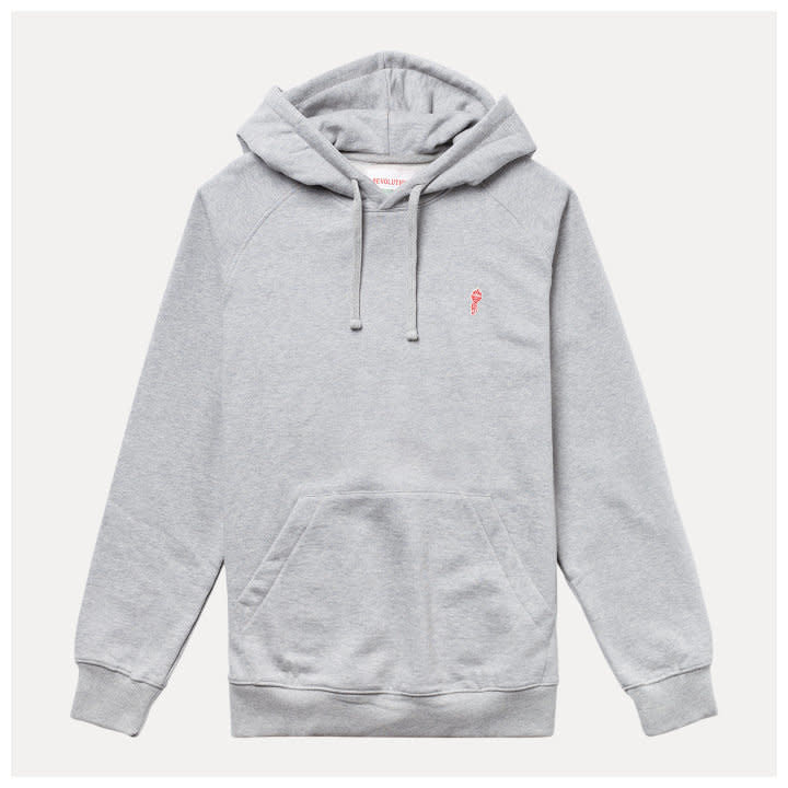 'Revolution Organic Cotton Pullover Hoodie' in 'Grey Mel' colour