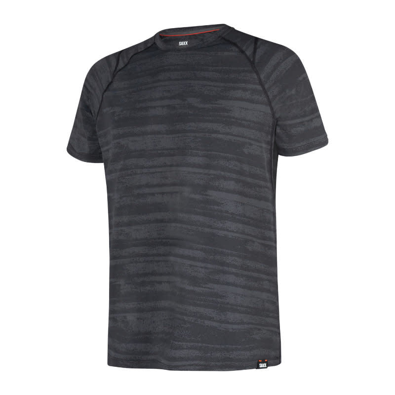 'SAXX Aerator S/S Tee' in 'Black Washed Stripe' colour