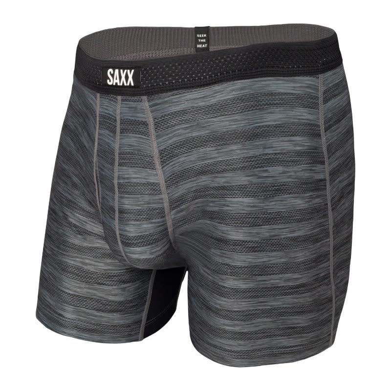'SAXX Hot Shot Boxer Brief - Black Heather' in 'Black' colour