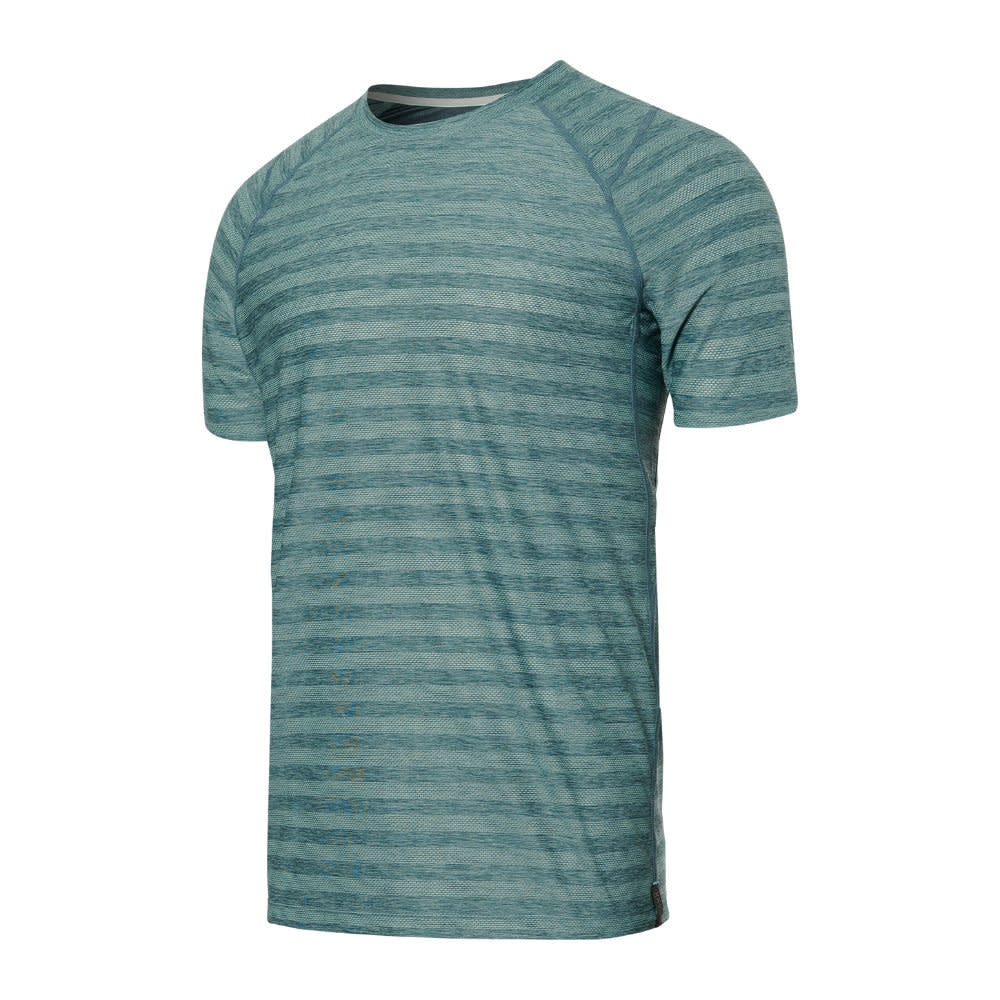 'SAXX Droptemp Cooling Mesh Crew Tee' in 'Washed Teal Heather' colour