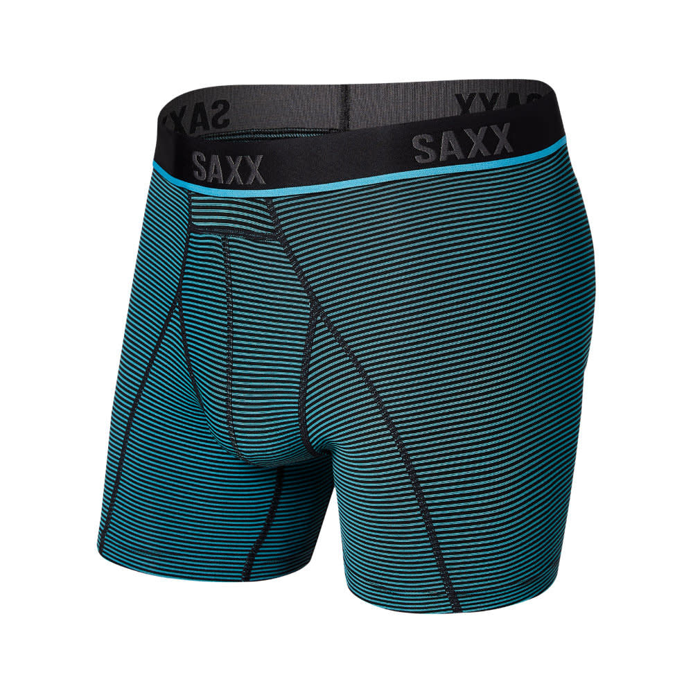 'SAXX Kinetic Light Compression Mesh Boxer Brief - Feed Stripe' in 'Cool Blue' colour