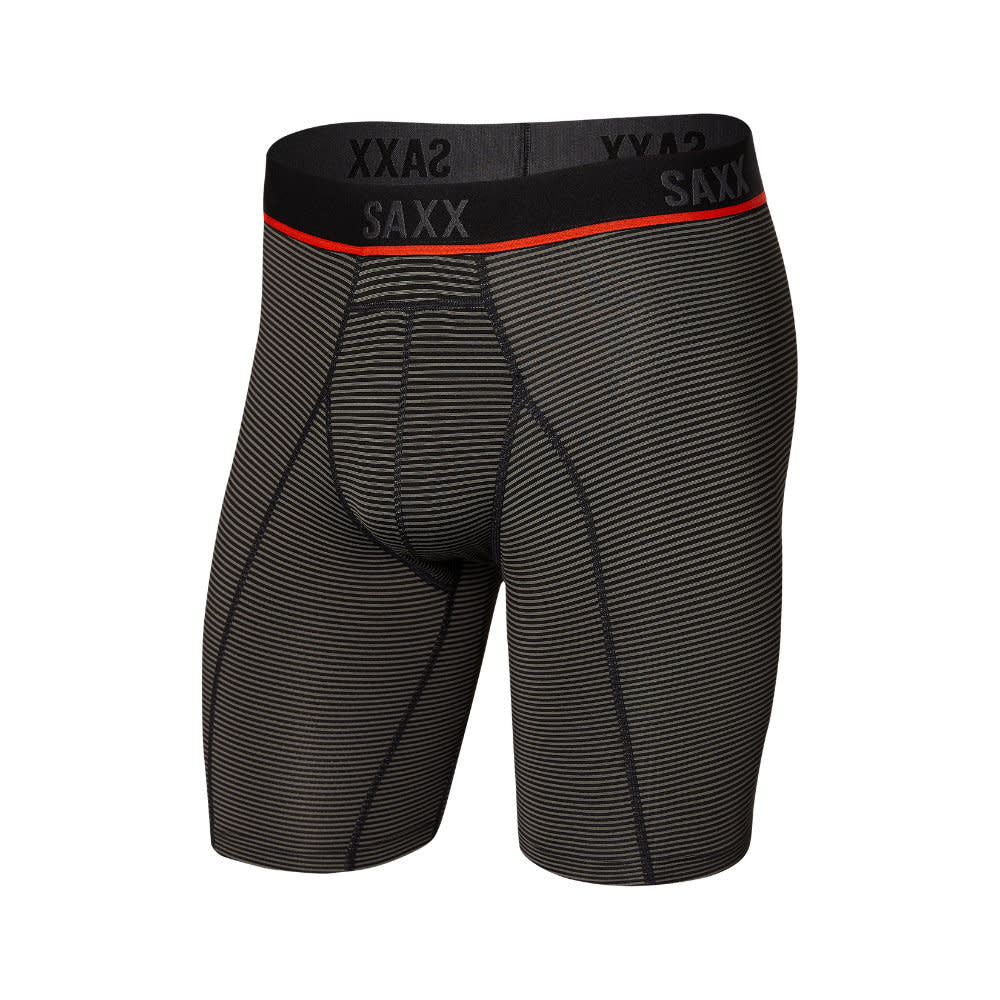 'SAXX Kinetic Light Compression Mesh Long Leg - Feed Stripe' in 'Grey' colour