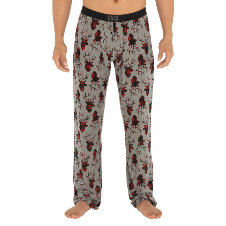 'SAXX Sleepwalker Pants' in 'Grey Buck Plaid' colour