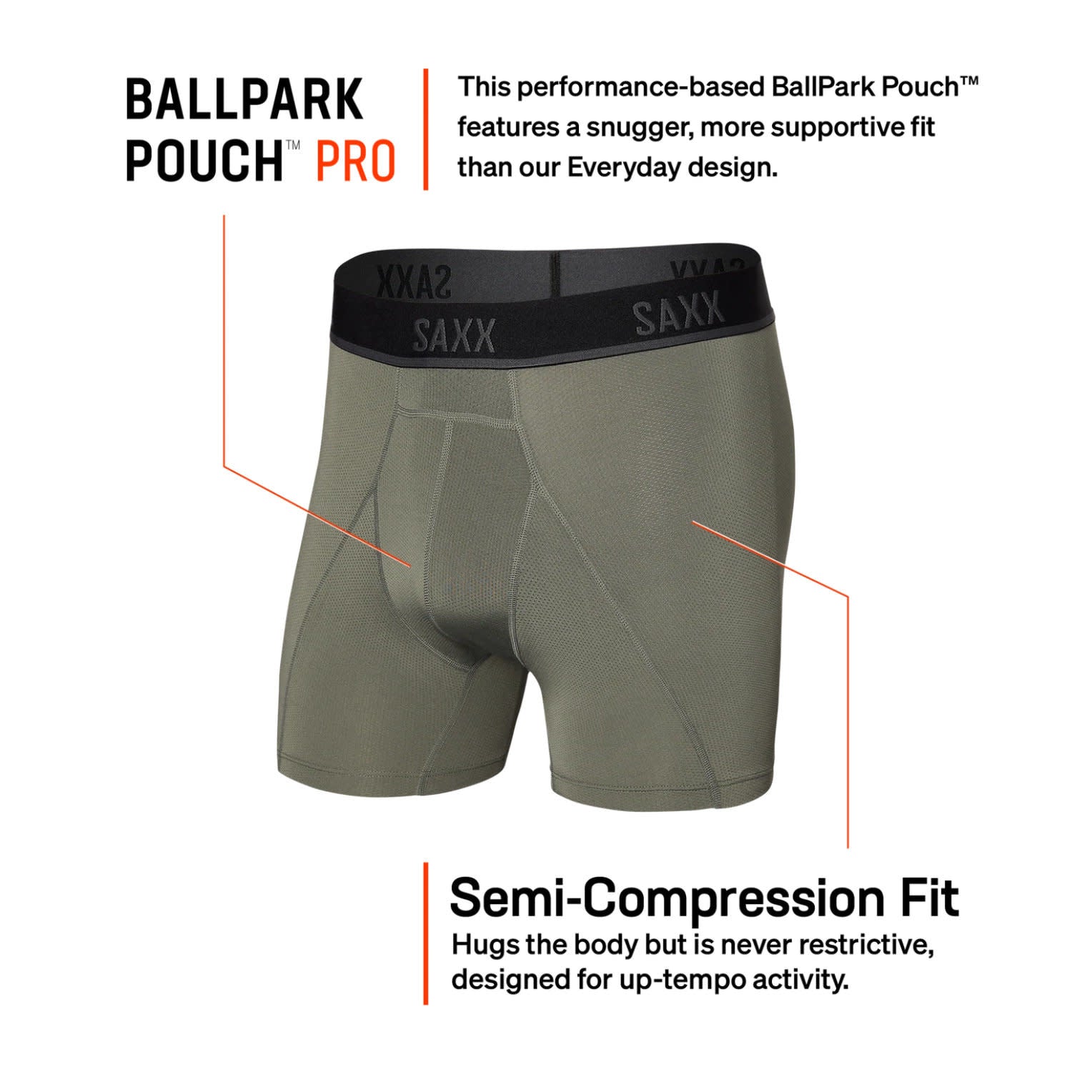 'SAXX Kinetic Light Compression Mesh Boxer Brief - Cargo' in 'Grey' colour