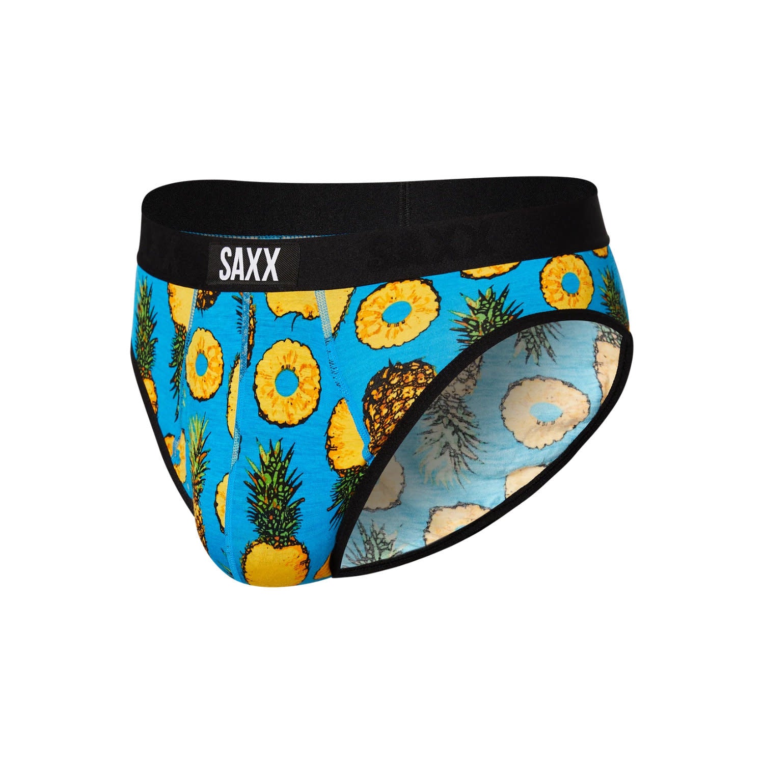 'SAXX Ultra Super Soft Brief - Polka Pineapple' in 'Blue' colour