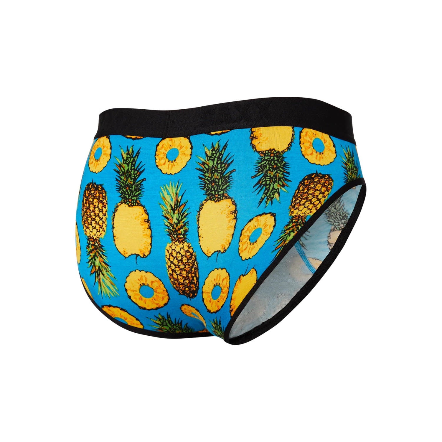 'SAXX Ultra Super Soft Brief - Polka Pineapple' in 'Blue' colour