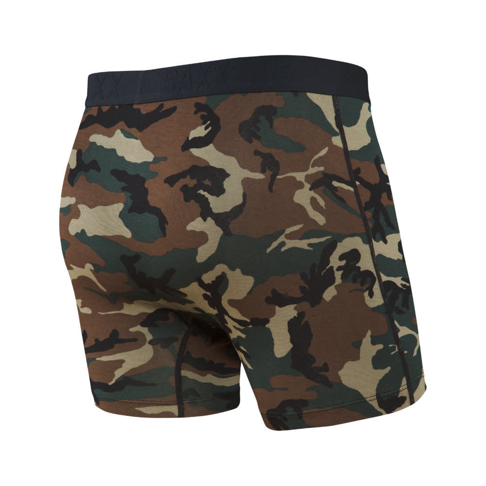 'SAXX Vibe Super Soft Boxer Brief - Woodland Camo' in 'Brown' colour