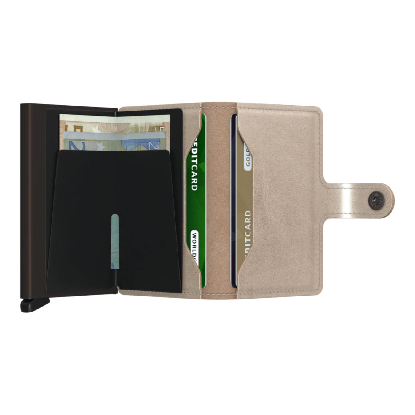 'Secrid Miniwallet - Metallic' in 'Champagne' colour
