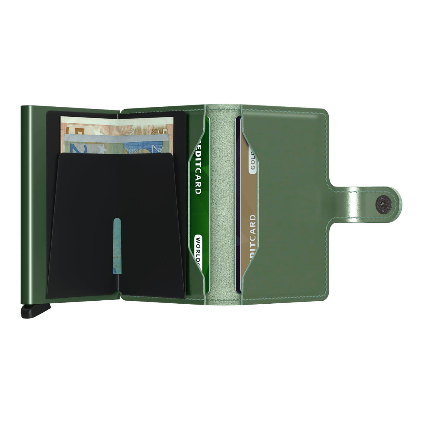 'Secrid Miniwallet - Metallic' in 'Green' colour