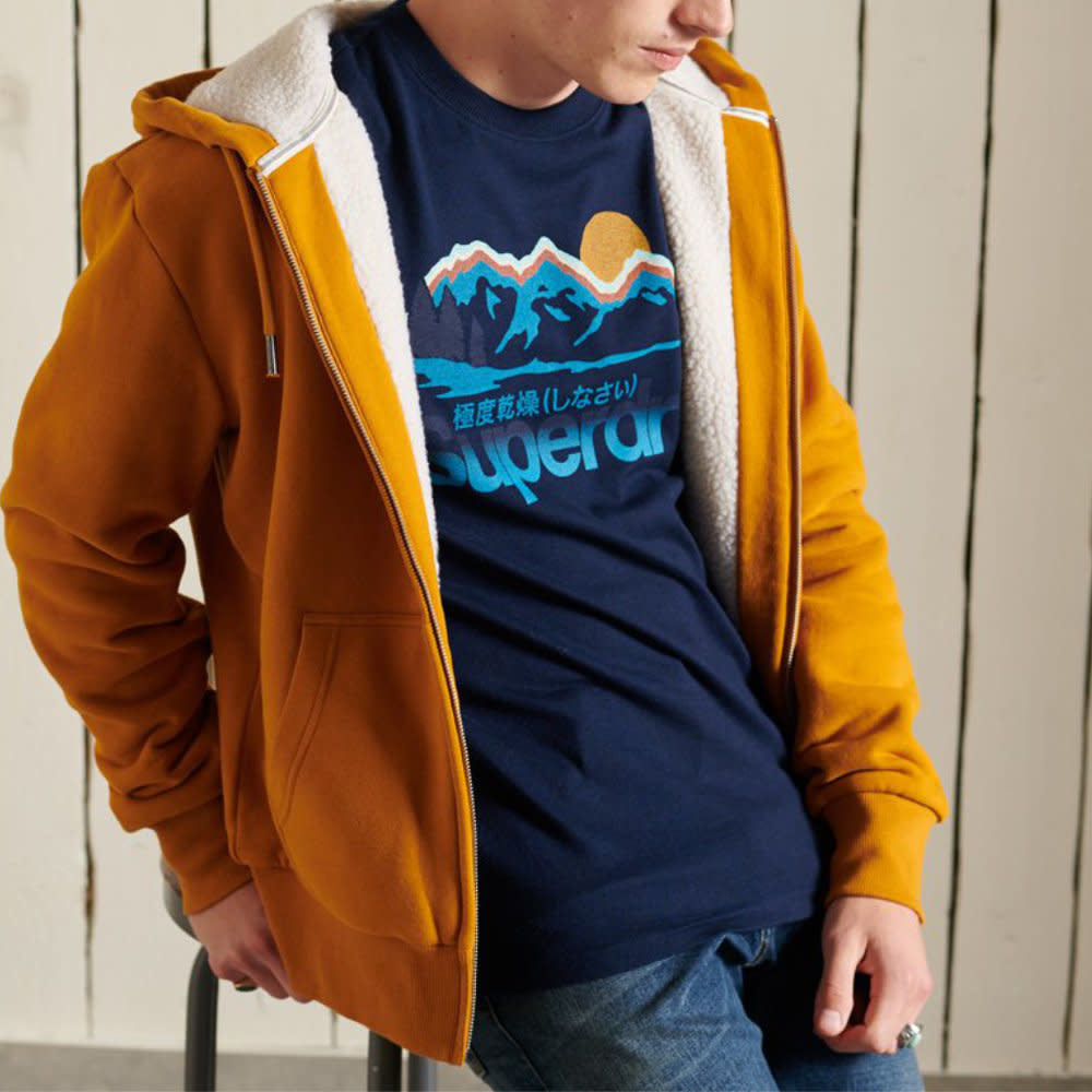 'Superdry Great Outdoors Tee' in 'Pilot Mid Blue Grit' colour