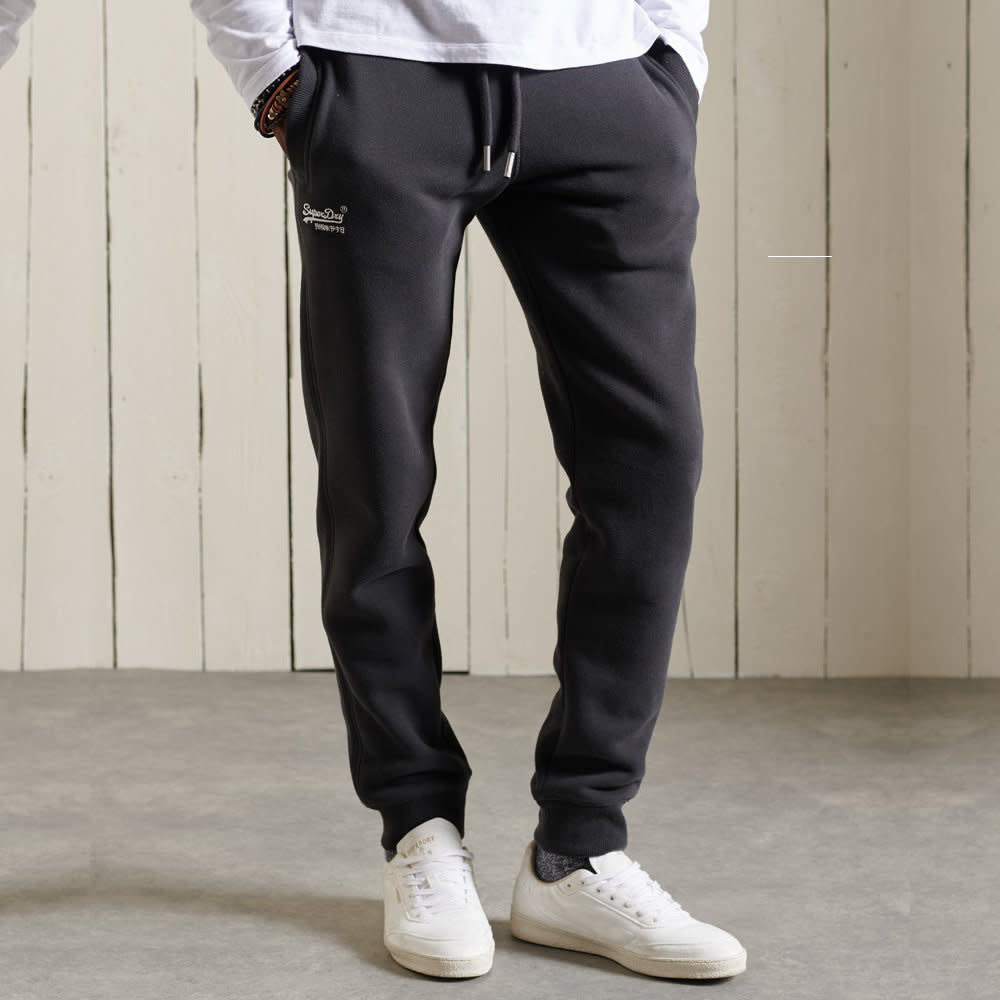 'Superdry Vintage Wash Embroidered Sweatpants' in 'Black' colour