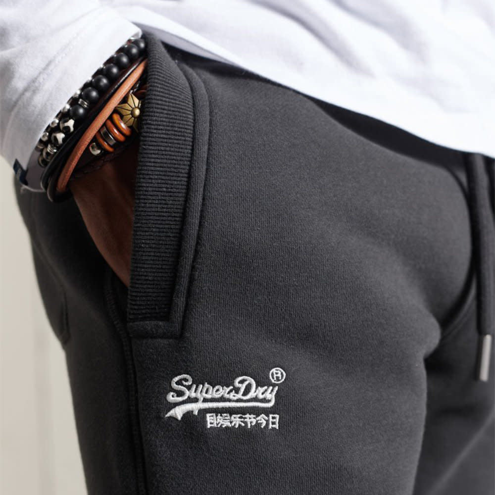 'Superdry Vintage Wash Embroidered Sweatpants' in 'Black' colour