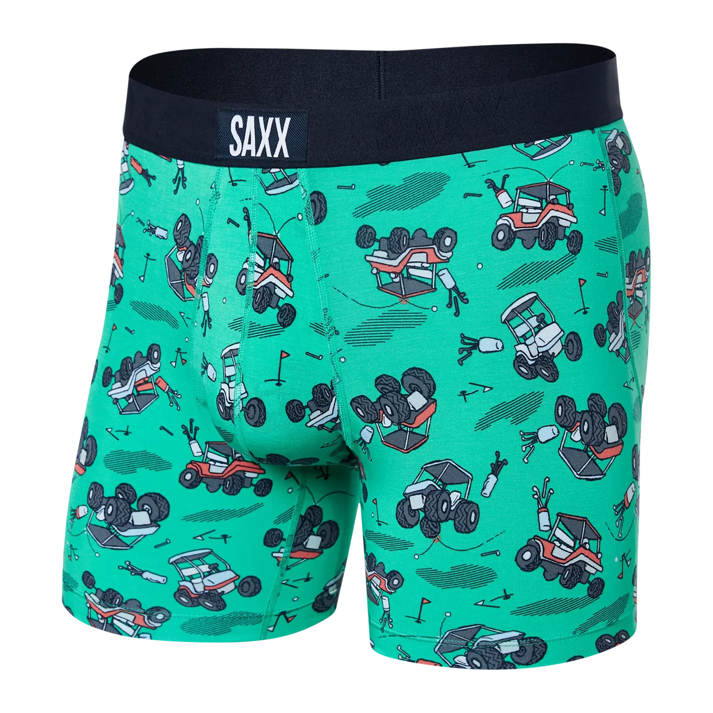 SAXX Vibe Super Soft Boxer Brief - Off Course Carts - Green - 1 - Underwear - Boxer Briefs