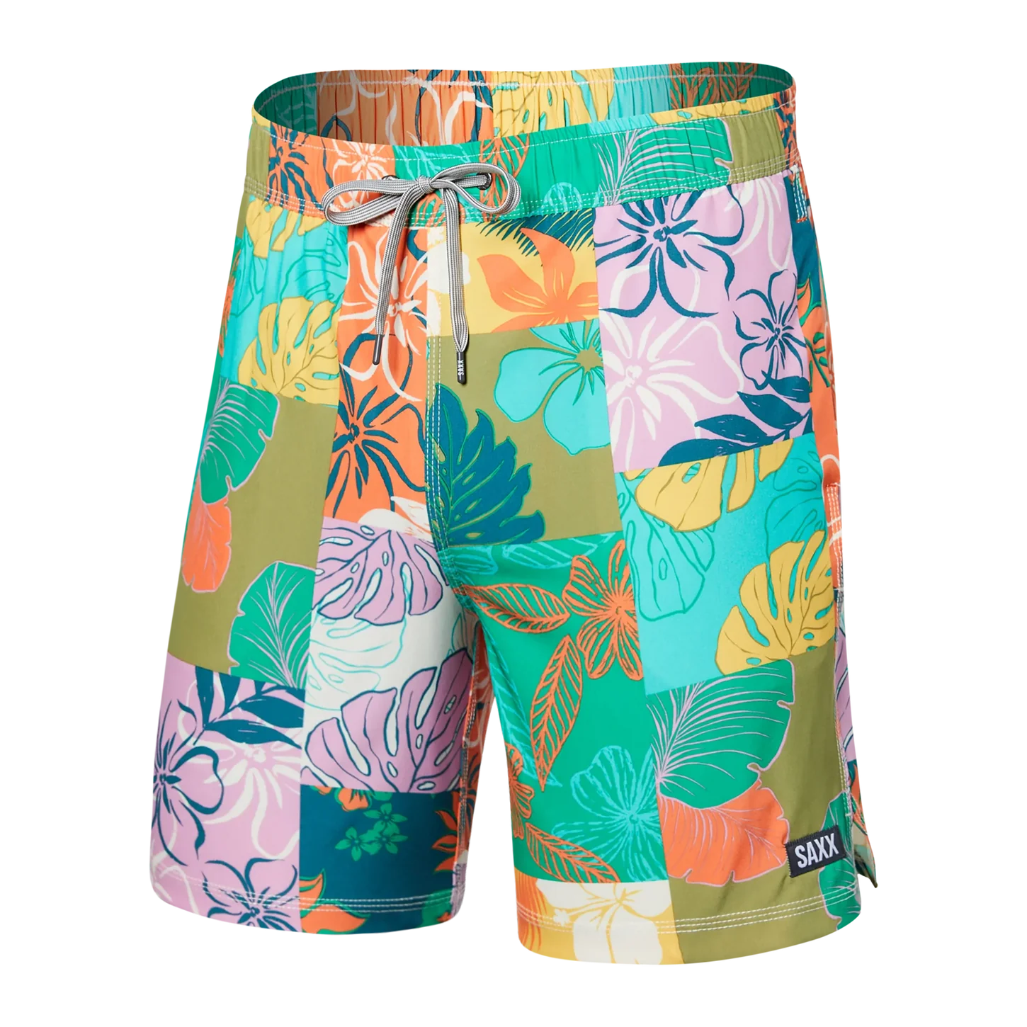 'SAXX Oh Buoy 7" Swim Shorts' in 'Island Patchwork' colour