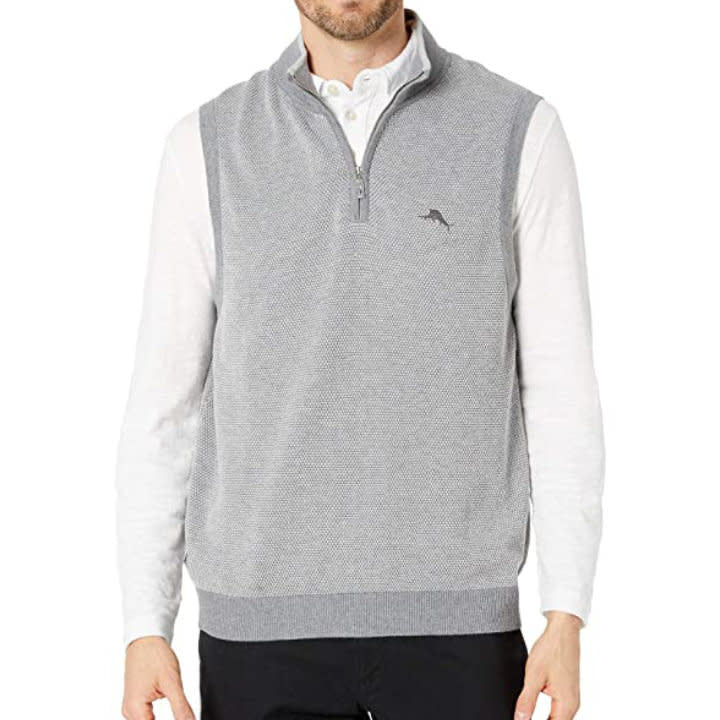 'Tommy Bahama Island Zone Coolside Vest' in 'Lt Grey Heather' colour
