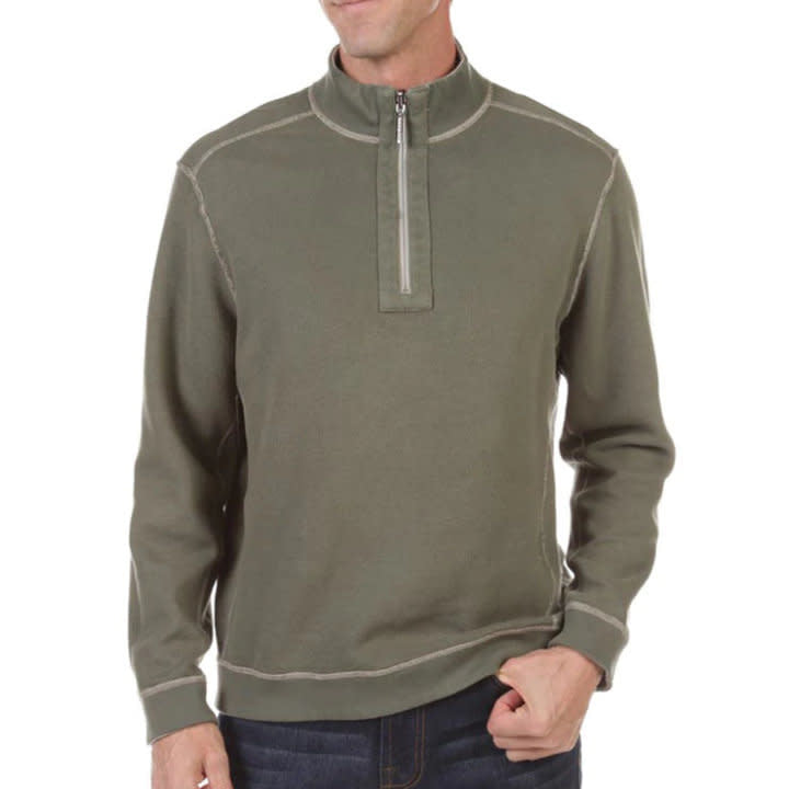 'Tommy Bahama Flipshore Half Zip Sweater' in 'Masonry Heather' colour