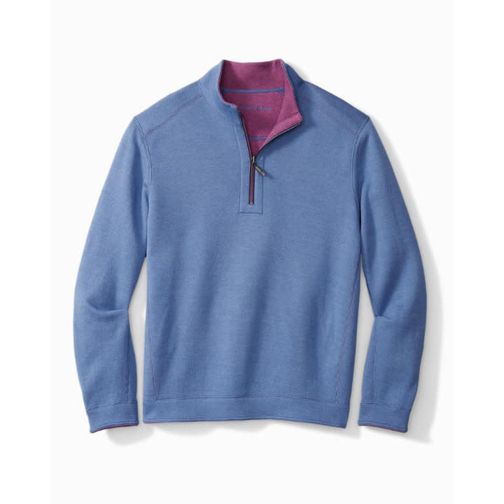 'Tommy Bahama Flipshore Half Zip Sweater' in 'Dutch Blue' colour