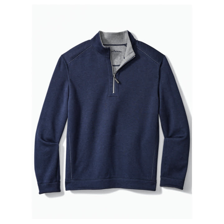 'Tommy Bahama Flipshore Half Zip Sweater' in 'Ocean Deep' colour