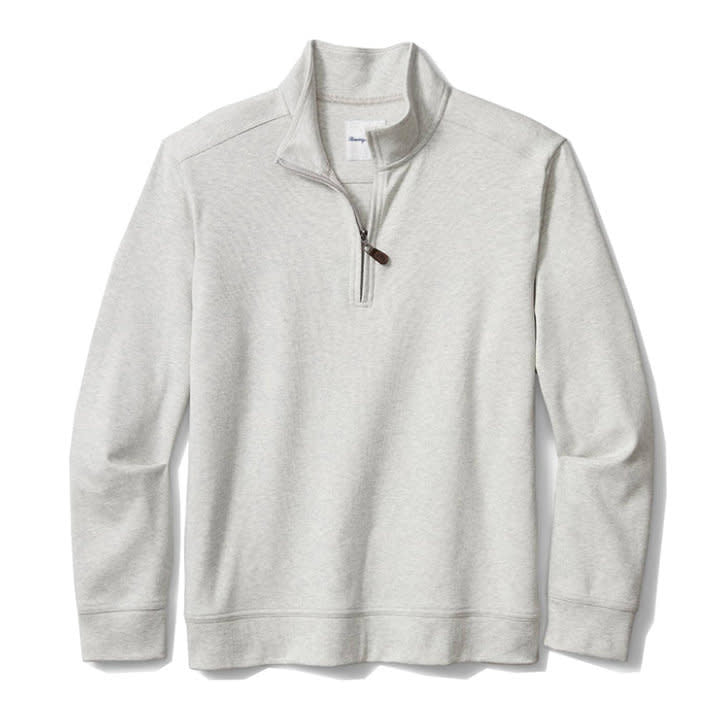 'Tommy Bahama Martinique Half Zip Sweater' in 'Silver Grey Heather' colour