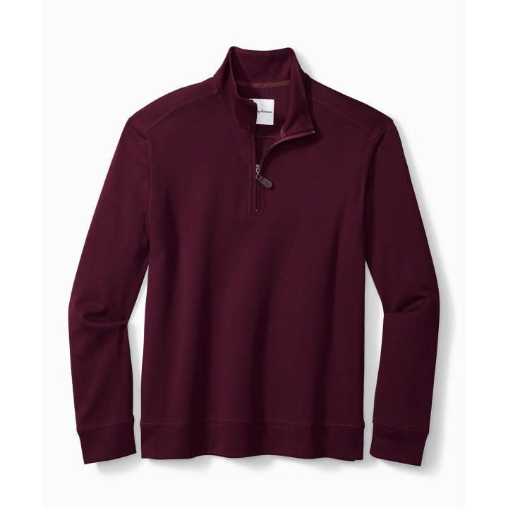 'Tommy Bahama Martinique Half Zip Sweater' in 'Rum Berry' colour