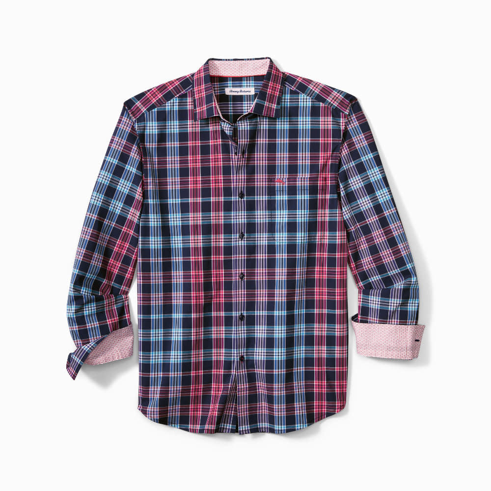 'Tommy Bahama Sarasota Stretch Setsail Plaid' in 'Island Navy' colour
