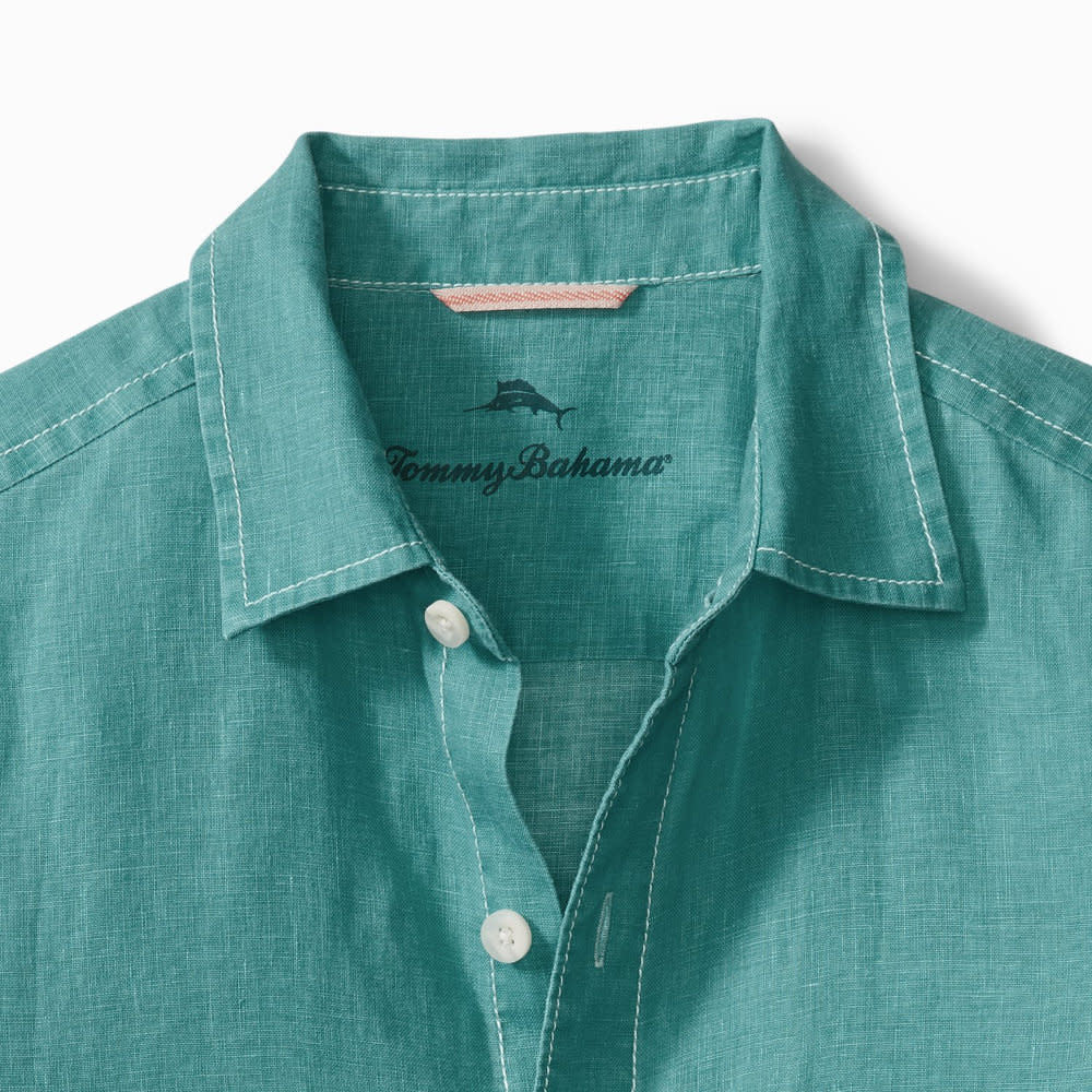 'Tommy Bahama Sea Glass Breezer Linen Shirt' in 'Neptune Green' colour