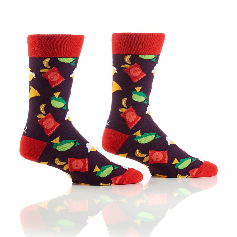 'Yo Sox Chips & Dip Crew Socks' in 'Black' colour