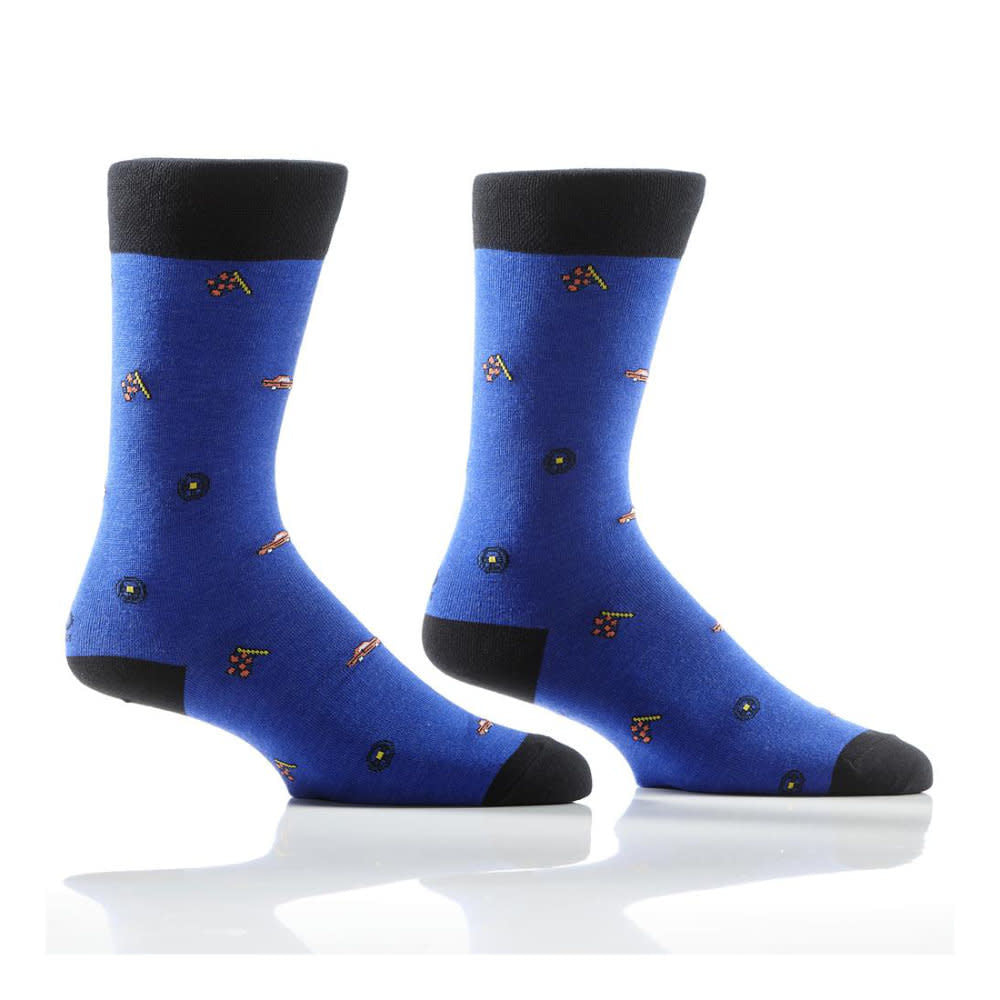'Yo Sox Race Is On Crew Socks' in 'Blue' colour