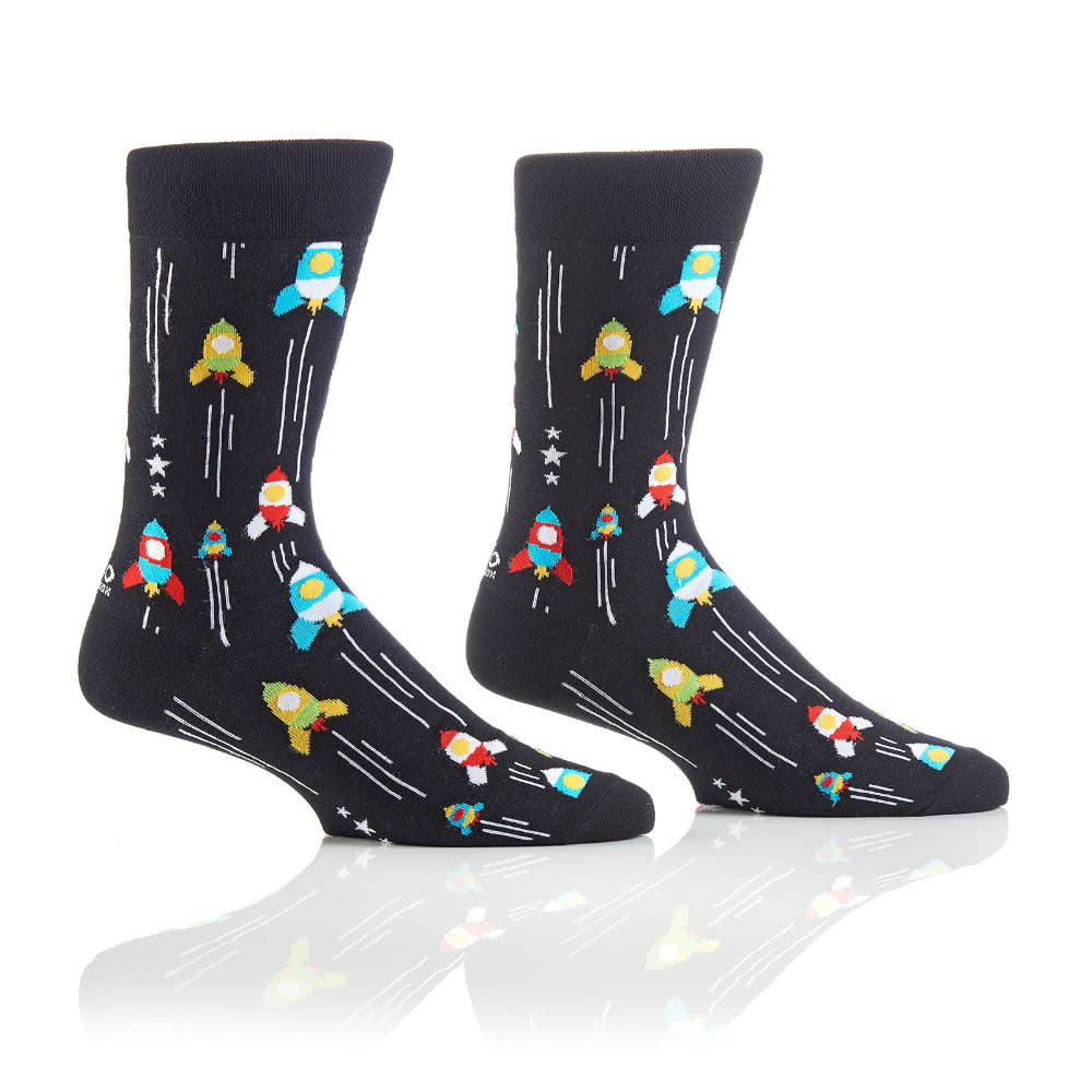 'Yo Sox Space Rocket Crew Socks' in 'Black' colour