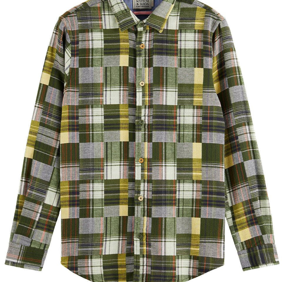Scotch & Soda Flannel Check Long Sleeve Shirt - Dark Green - 1 - Tops - Shirts (Long Sleeve)