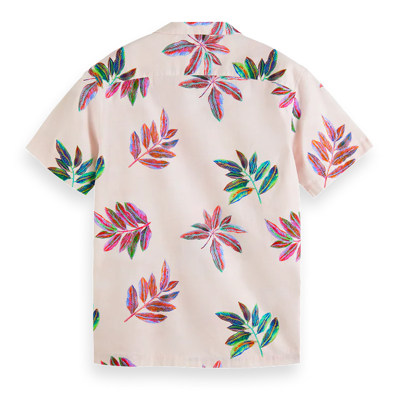 Scotch & Soda Festival Flowers S/S Button Up Shirt - Pink - 2 - Tops - Shirts (Short Sleeve)