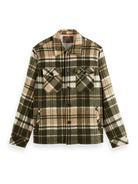 Scotch & Soda Brushed Wool Checkered Overshirt - Green Check - 1 - Tops - Overshirts