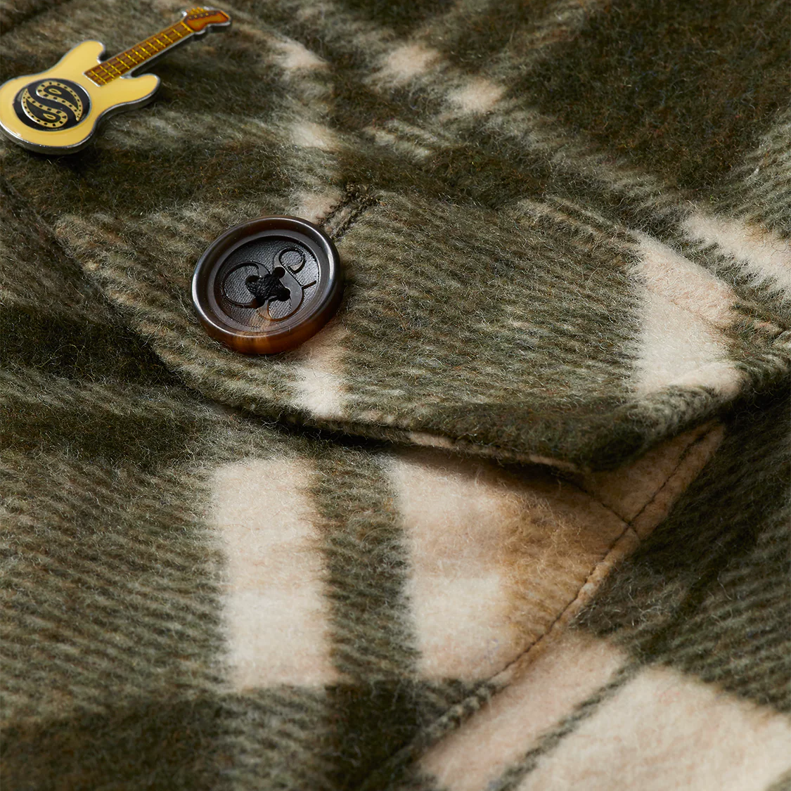Scotch & Soda Brushed Wool Checkered Overshirt - Green Check - 3 - Tops - Overshirts