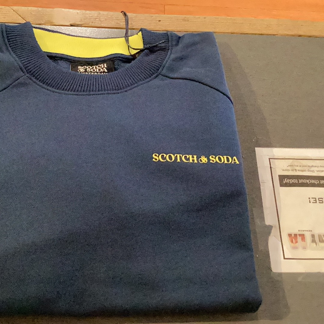 Scotch & Soda Unisex Organic Crewneck Sweater - Storm Blue - 1 - Tops - Fleece Sweaters