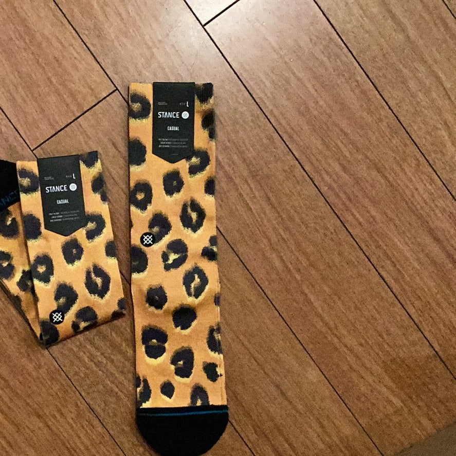 Stance Cheetah Print Crew Socks - Multi - 1 - Socks - Crew Socks