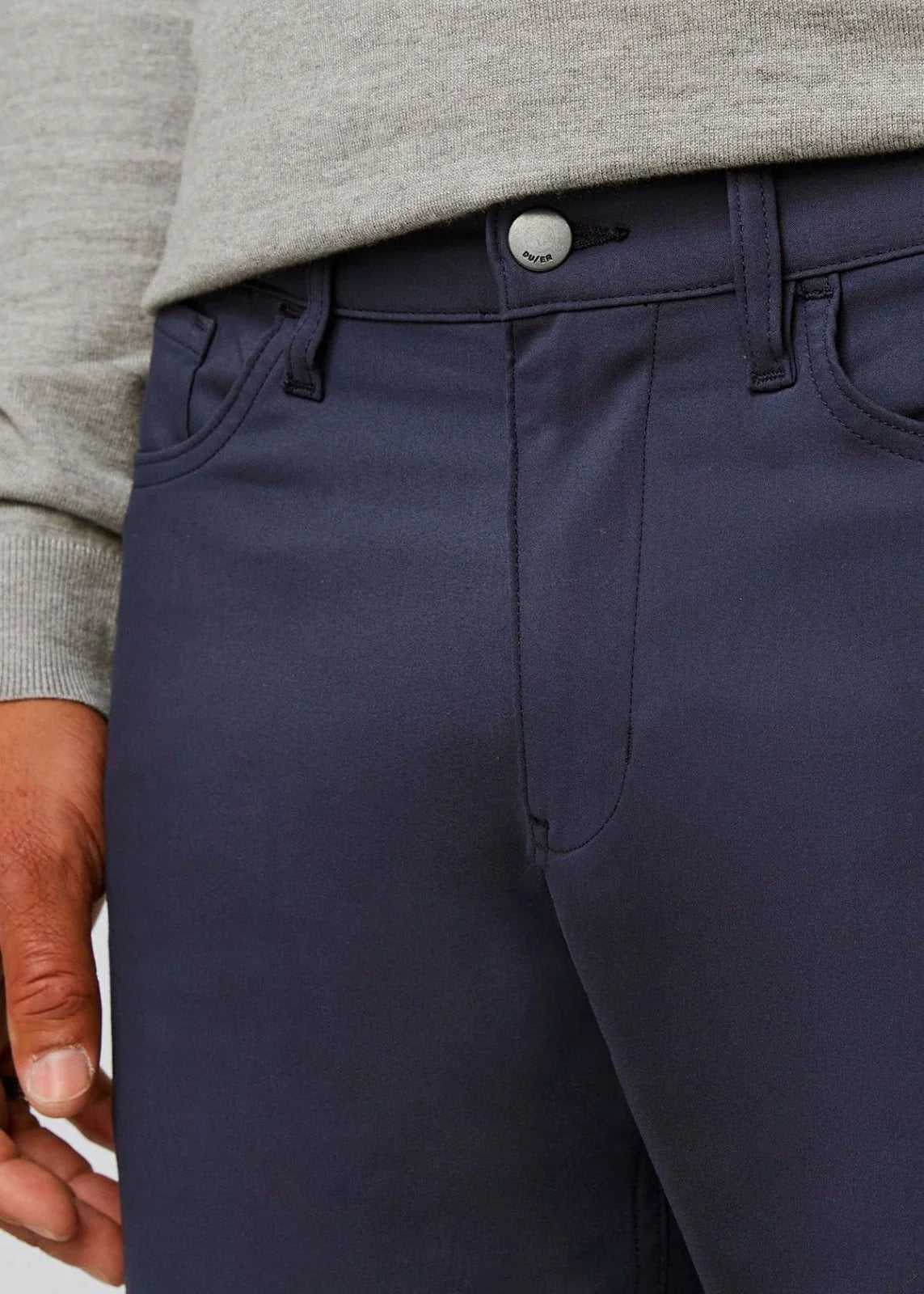 'Du/er NuStretch 5 Pocket Pant Relaxed Taper' in 'Navy' colour