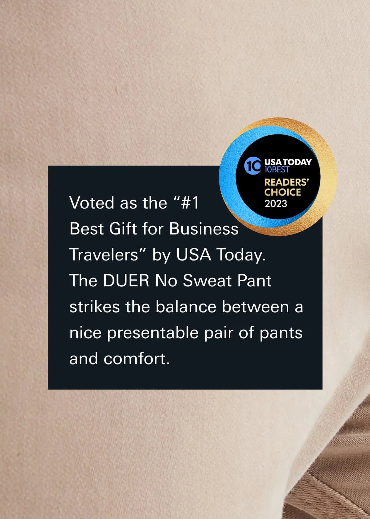 'Du/er No Sweat Pant Slim - Desert Khaki' in 'Desert Khaki' colour