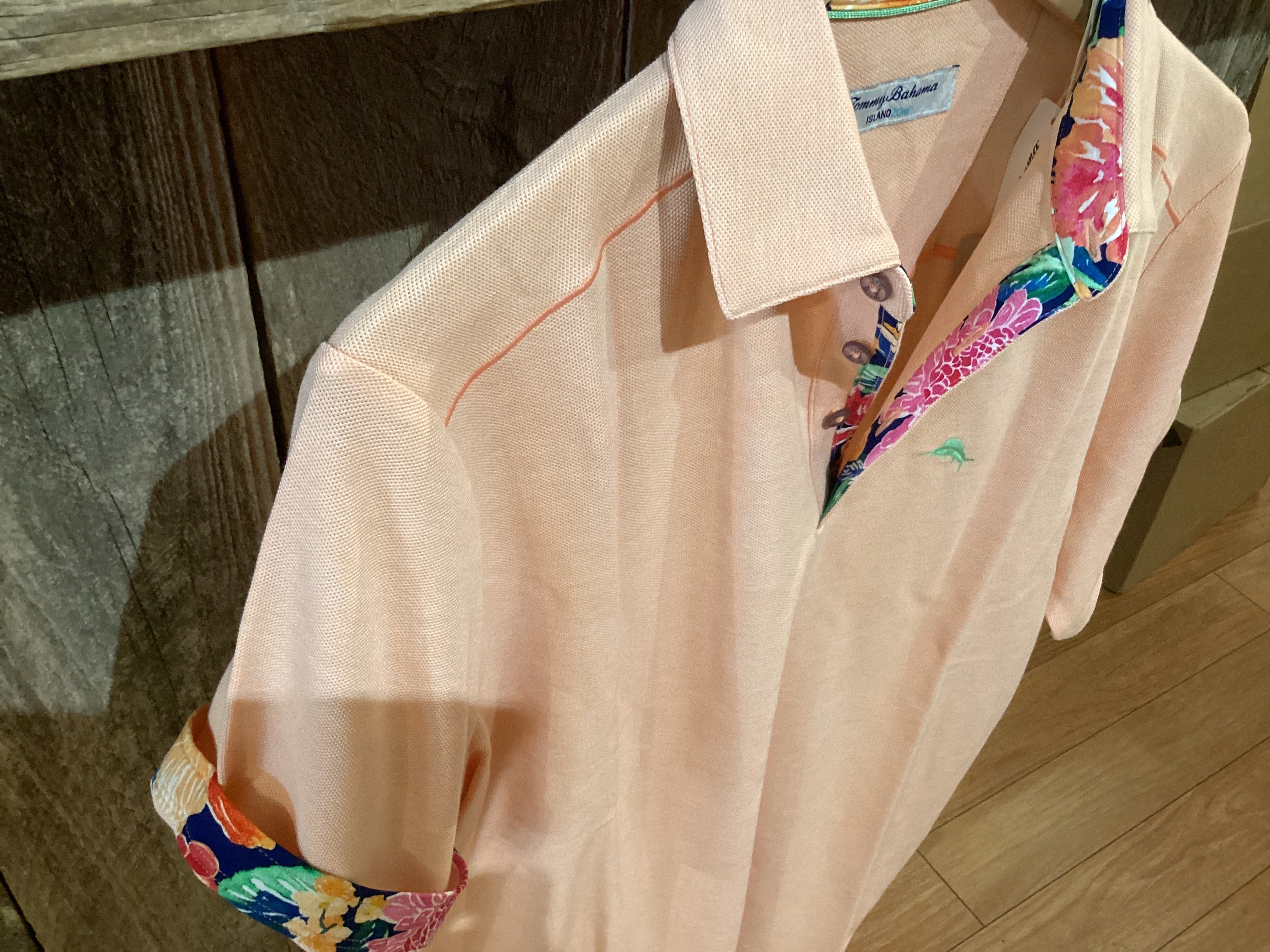 'Tommy Bahama Perfectly Paradise IslandZone Five O'Clock Polo' in 'Passion Peach Heather' colour