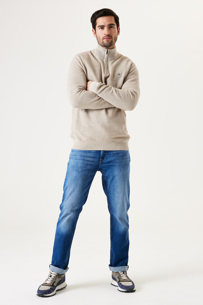 'Garcia T41241 Quarter Zip Sweater' in 'Beige' colour