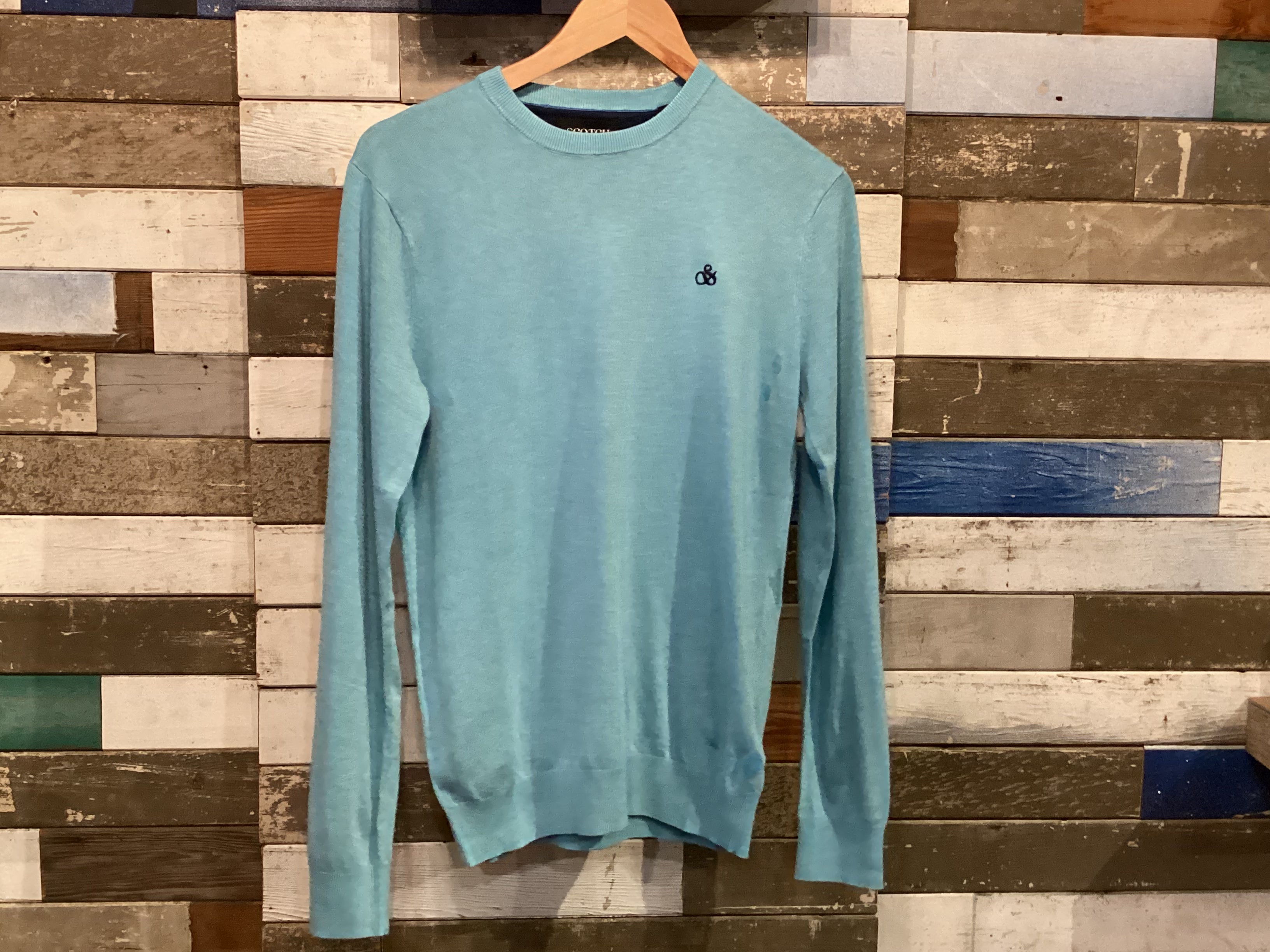 Scotch & Soda Crew Neck Pullover Sweater - Sky Blue - 1 - Tops - Knit Sweaters