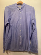 Scotch & Soda Essential Button Up - Slim Fit Pin Stripe - Blue/White Stripe - 1 - Tops - Button Up Dress Shirt