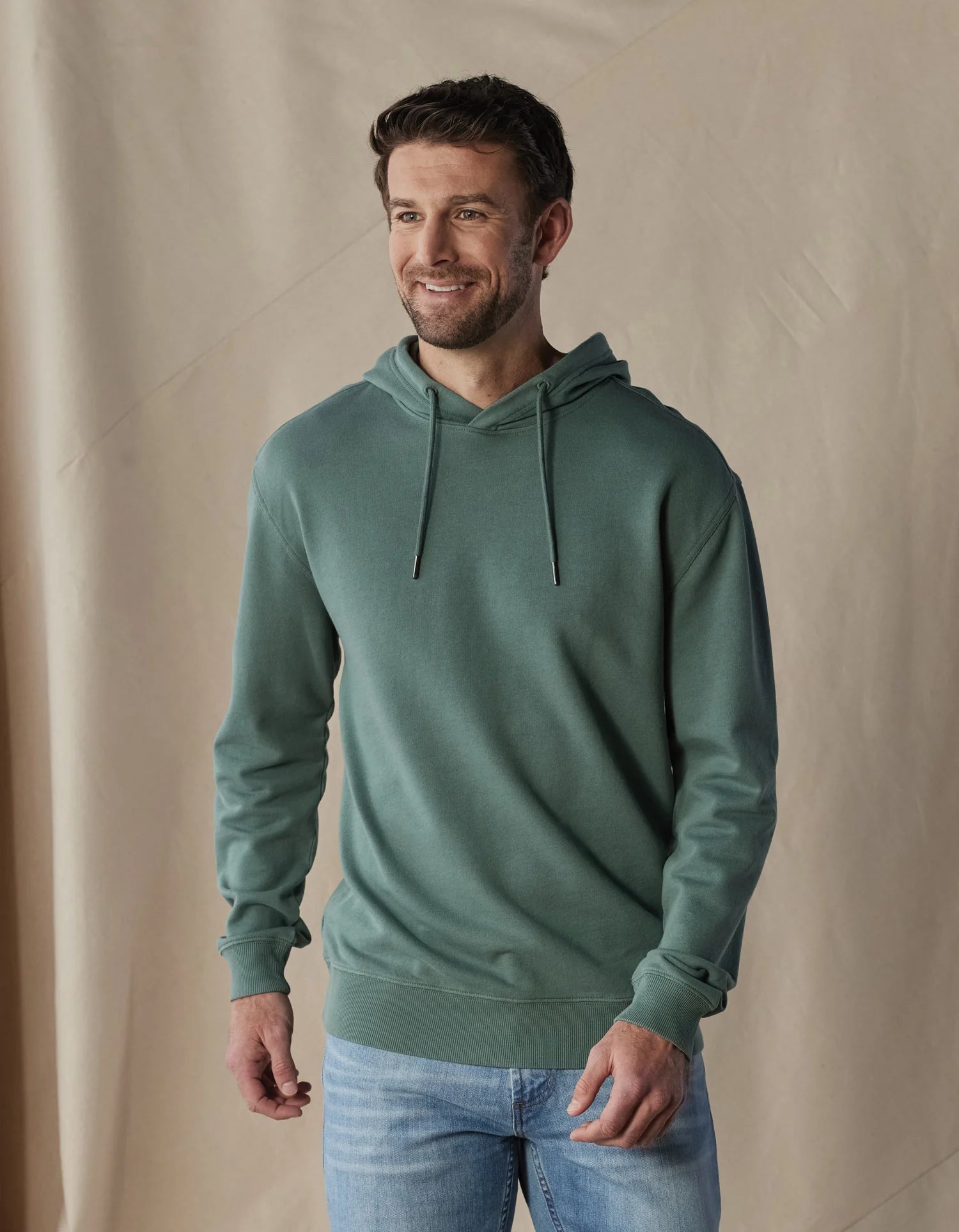 'The Normal Brand Cole Terry Hoodie' in 'Pine' colour