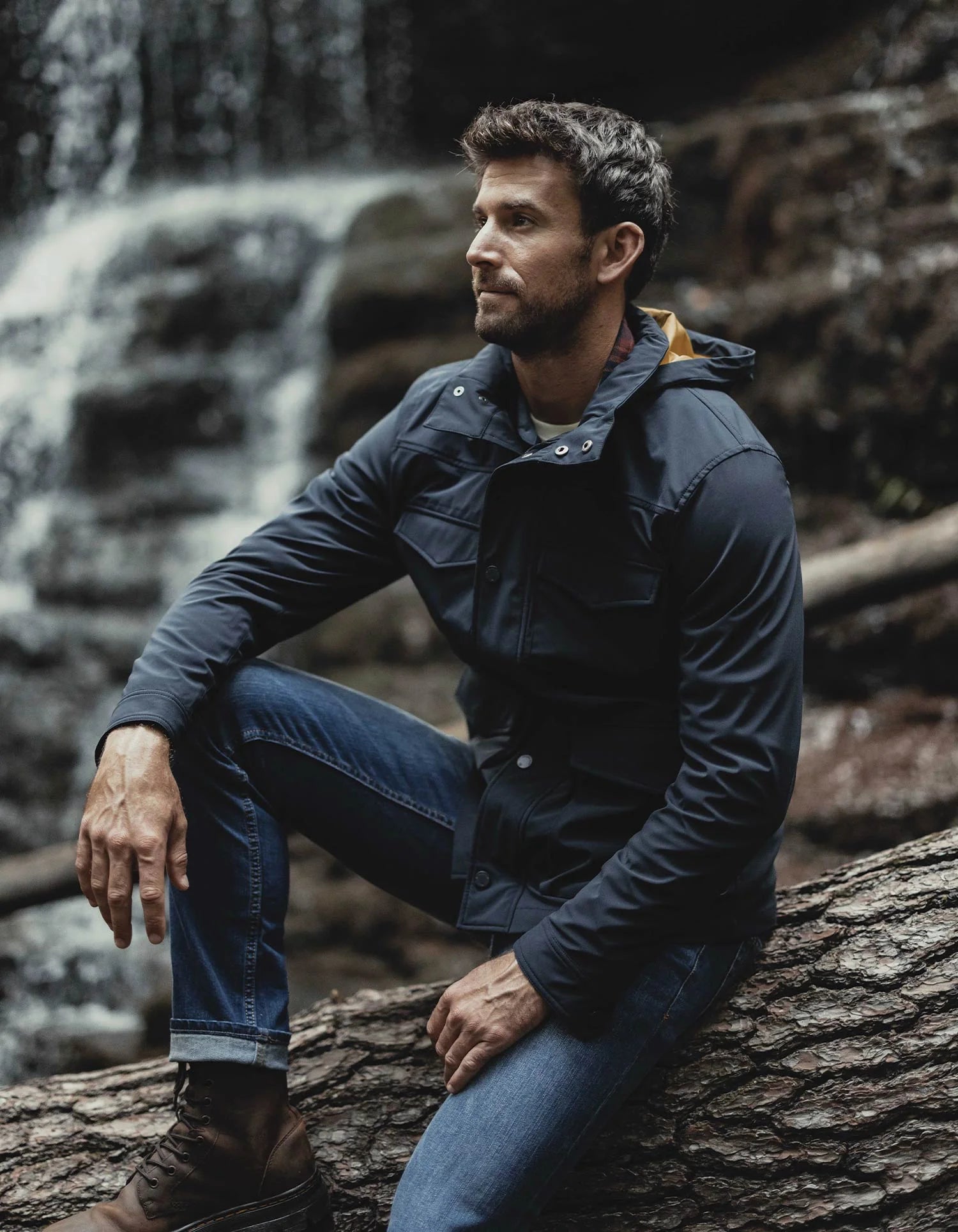 'The Normal Brand Bonded Shell Jacket' in 'Navy' colour